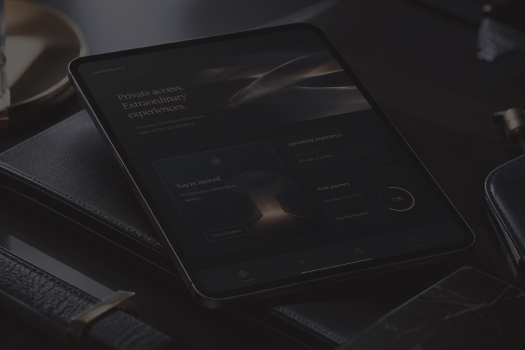Premium digital membership interface representing a private owner experience for a prestige automotive audience.